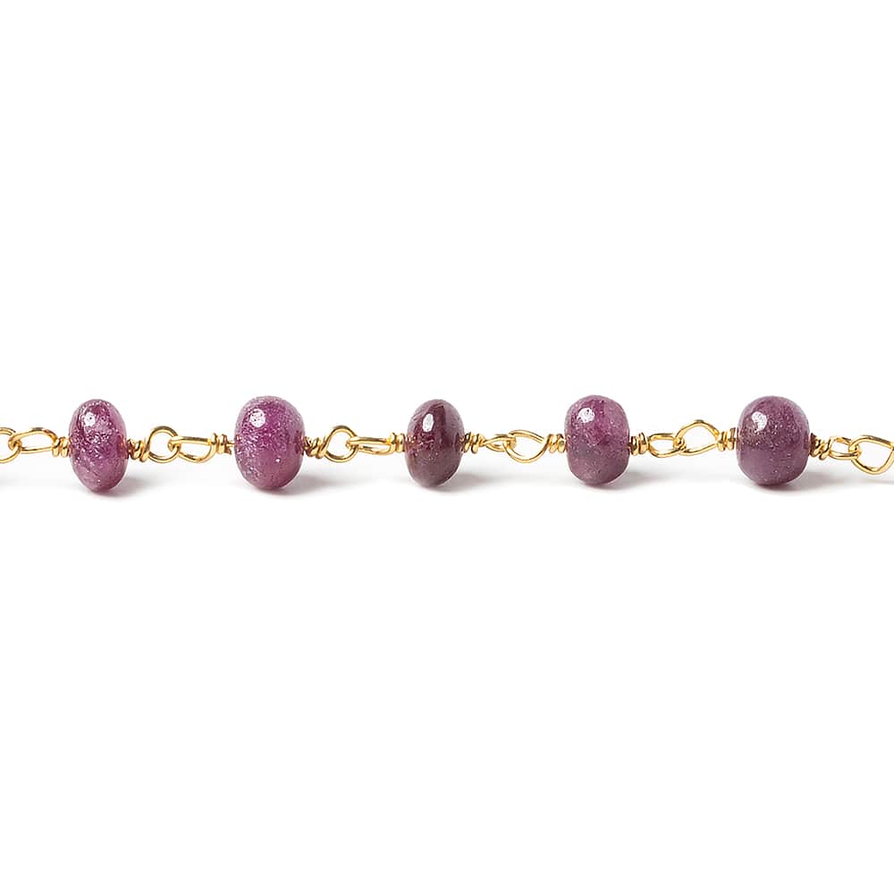 4-5mm Ruby plain rondelle Vermeil Chain by the foot - Beadsofcambay.com