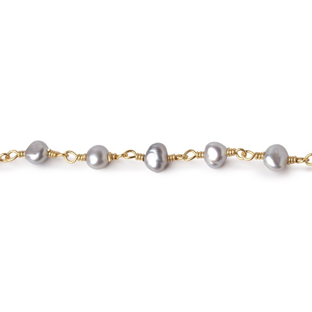 4-5mm Silver Petite Baroque Pearls on Vermeil Chain - Beadsofcambay.com