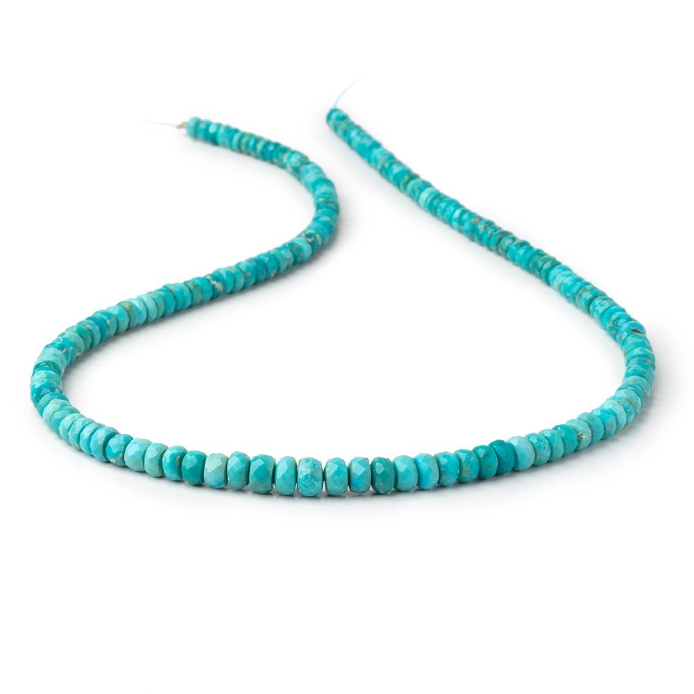 4-5mm Sleeping Beauty Turquoise Faceted Rondelle Beads 15.75 inch 160 pieces - Beadsofcambay.com