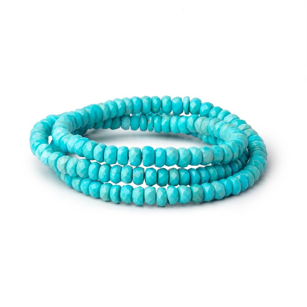 4-5mm Sleeping Beauty Turquoise Faceted Rondelle Beads 18 inch 169 pieces - Beadsofcambay.com