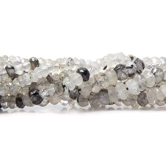 4-5mm Tourmalinated Quartz Faceted Rondelle 14.5 inch 160 pcs - Beadsofcambay.com