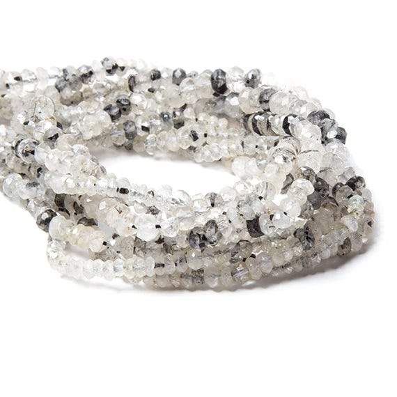 4-5mm Tourmalinated Quartz Faceted Rondelle 14.5 inch 160 pcs - Beadsofcambay.com