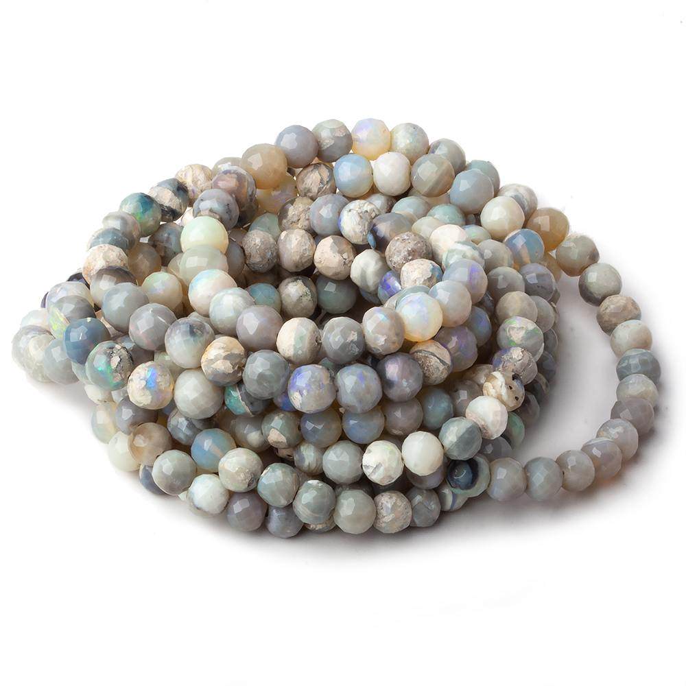 4-6.5mm Australian Opal Faceted Rounds 18 inch 88 beads A Grade - Beadsofcambay.com