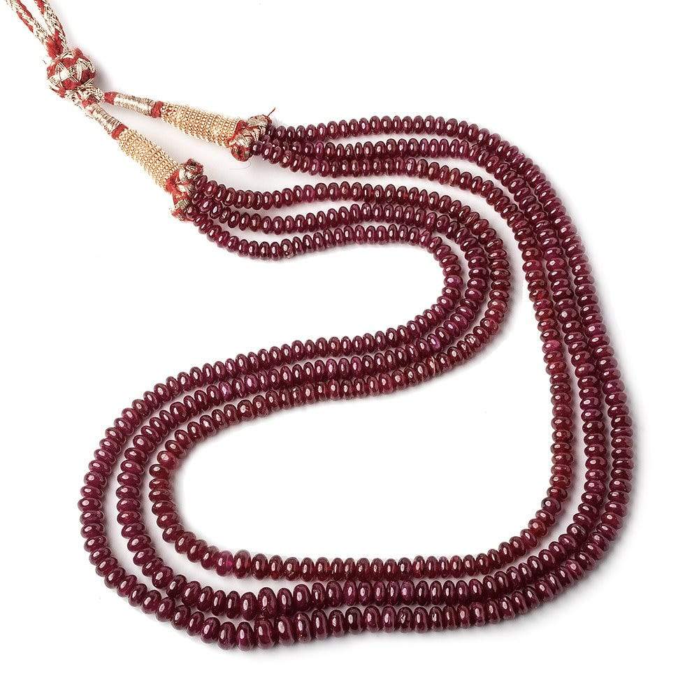 4-6.5mm Ruby plain rondelle Beads 3 Strands 49 inches - Beadsofcambay.com