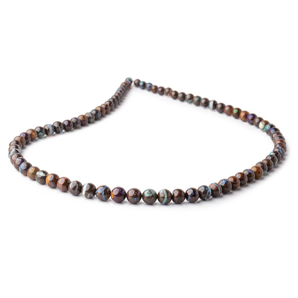4-6mm Australian Boulder Opal Plain Round Beads 16 inch 78 pieces - Beadsofcambay.com