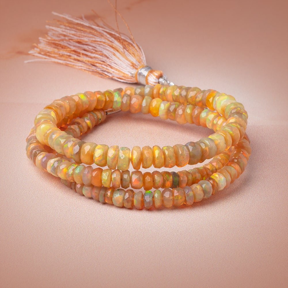 4-6mm Golden Ethiopian Opal Faceted Rondelle Beads 16 inch 178 pieces AA - Beadsofcambay.com