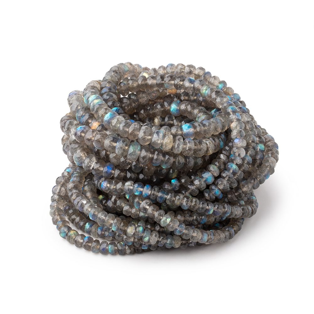 4-6mm Labradorite Faceted Rondelle Beads 17.5 inch 140 pieces - Beadsofcambay.com