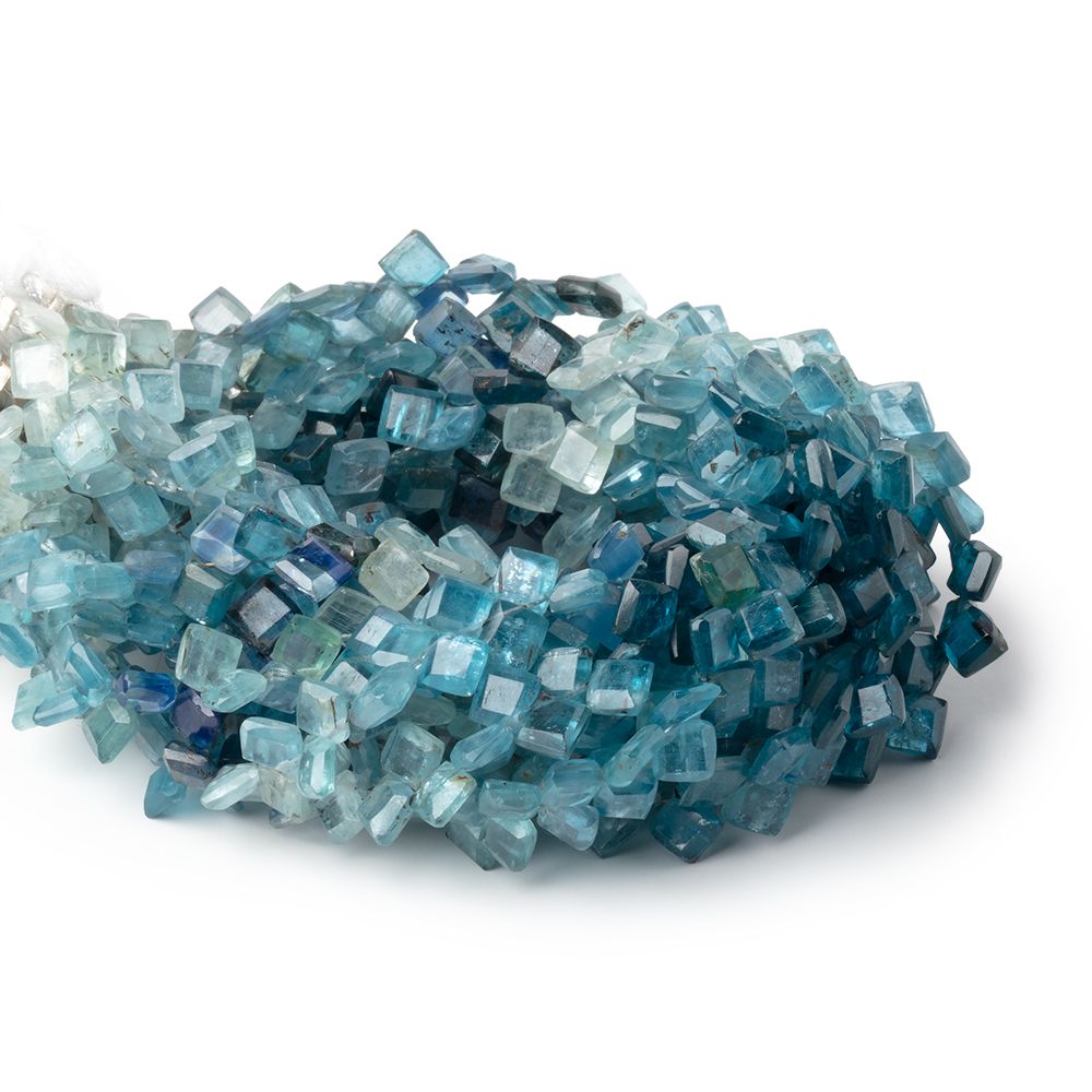 4-6mm Multi Color Kyanite Bevel Cut Square Beads 8 inch 66 pieces - Beadsofcambay.com