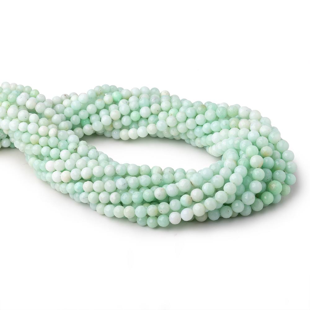 4-6mm Pale Chrysoprase Faceted Round Beads 18 inch 94 pieces - Beadsofcambay.com