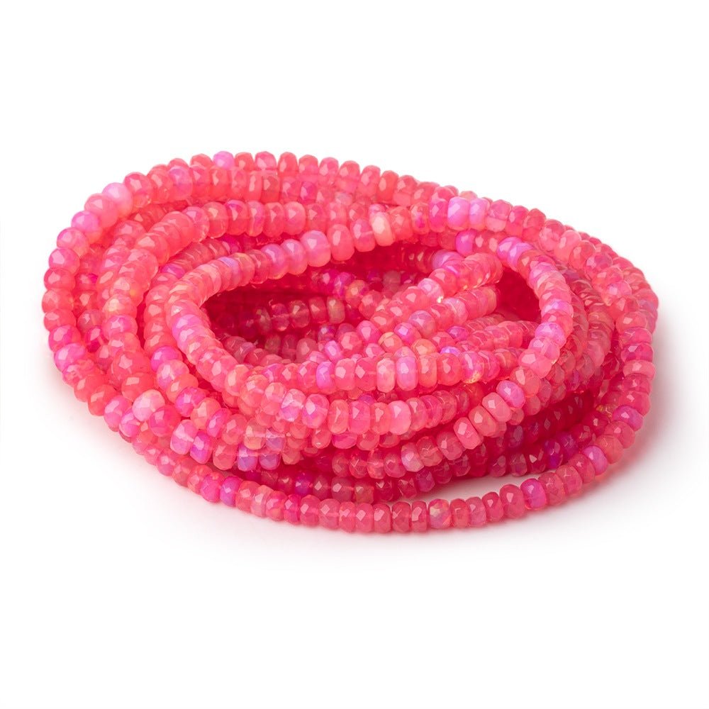 4-6mm Pink Ethiopian Opal Faceted Rondelle Beads 16 inch 133 pieces AA - Beadsofcambay.com