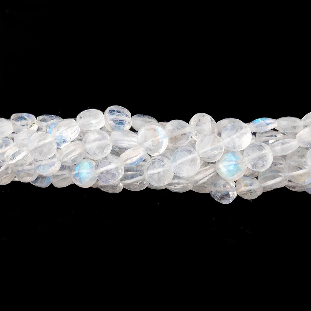 4-6mm Rainbow Moonstone Faceted Coin Beads 15 inch 82 pieces AA