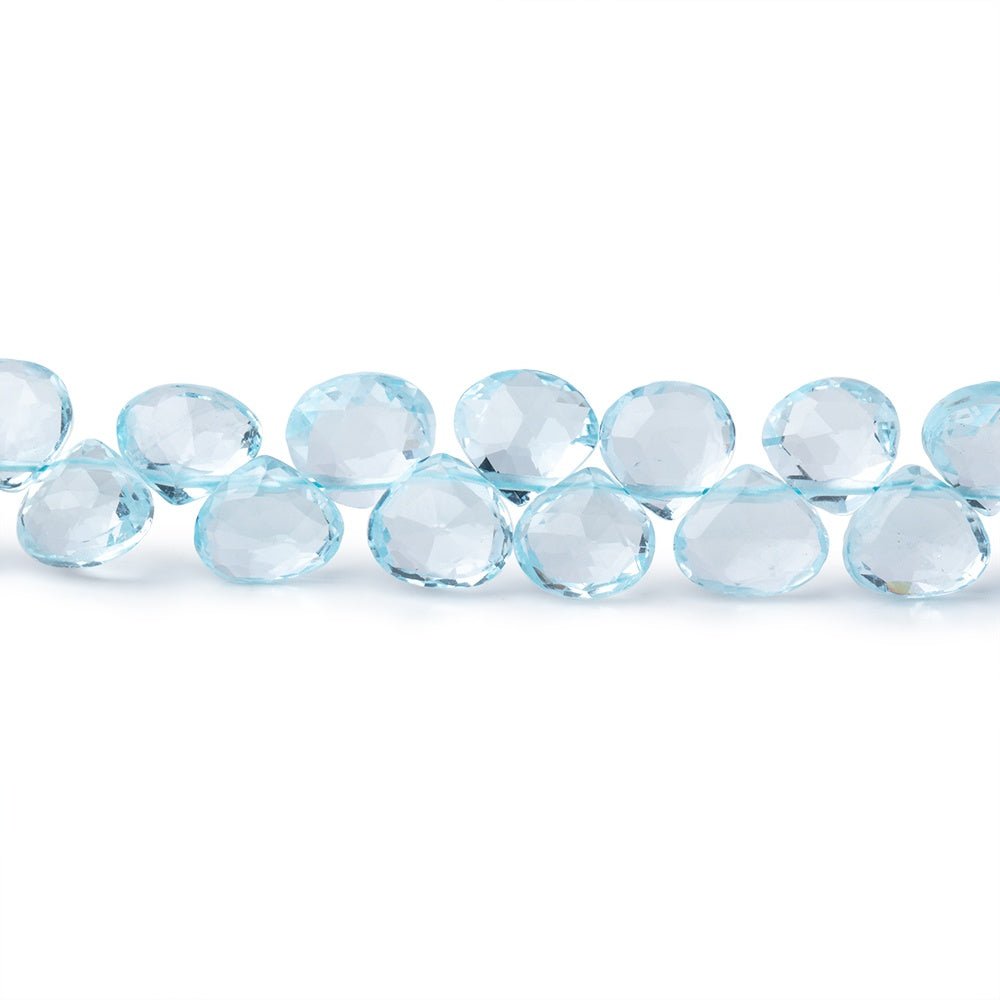 4-6mm Sky Blue Topaz Faceted Heart Beads 7.25 inch 58 pieces AAA - Beadsofcambay.com