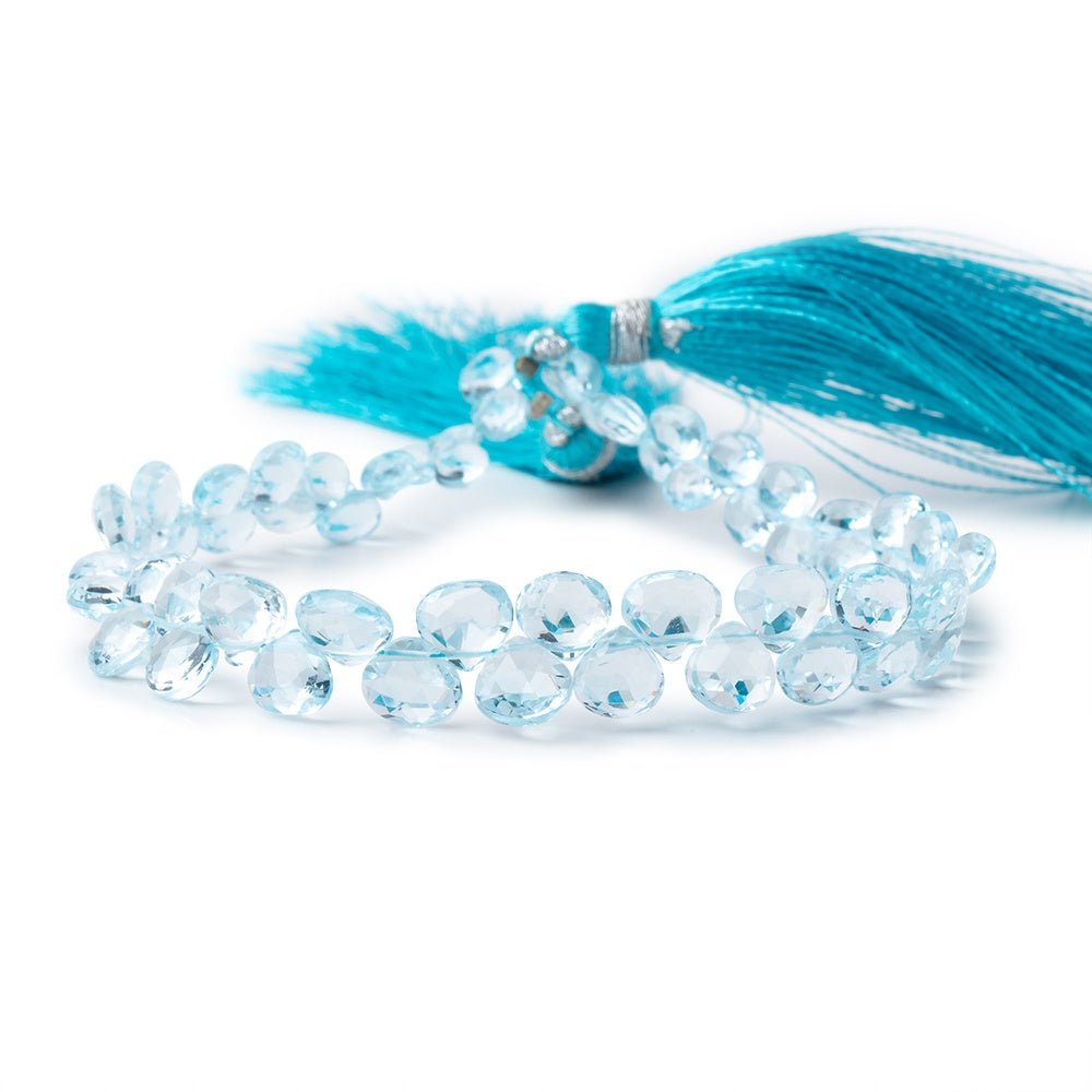 4-6mm Sky Blue Topaz Faceted Heart Beads 7.25 inch 58 pieces AAA - Beadsofcambay.com