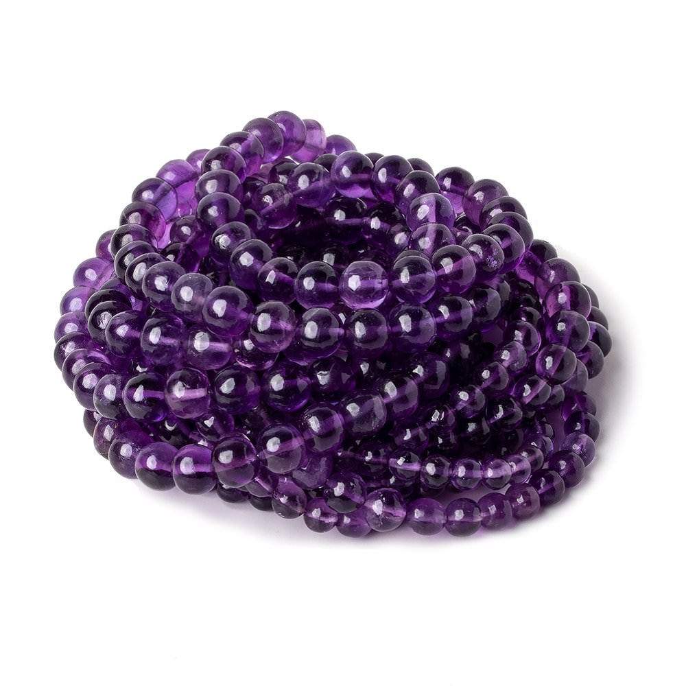 4-7.5mm Amethyst plain rounds 18 inch 80 pieces - Beadsofcambay.com