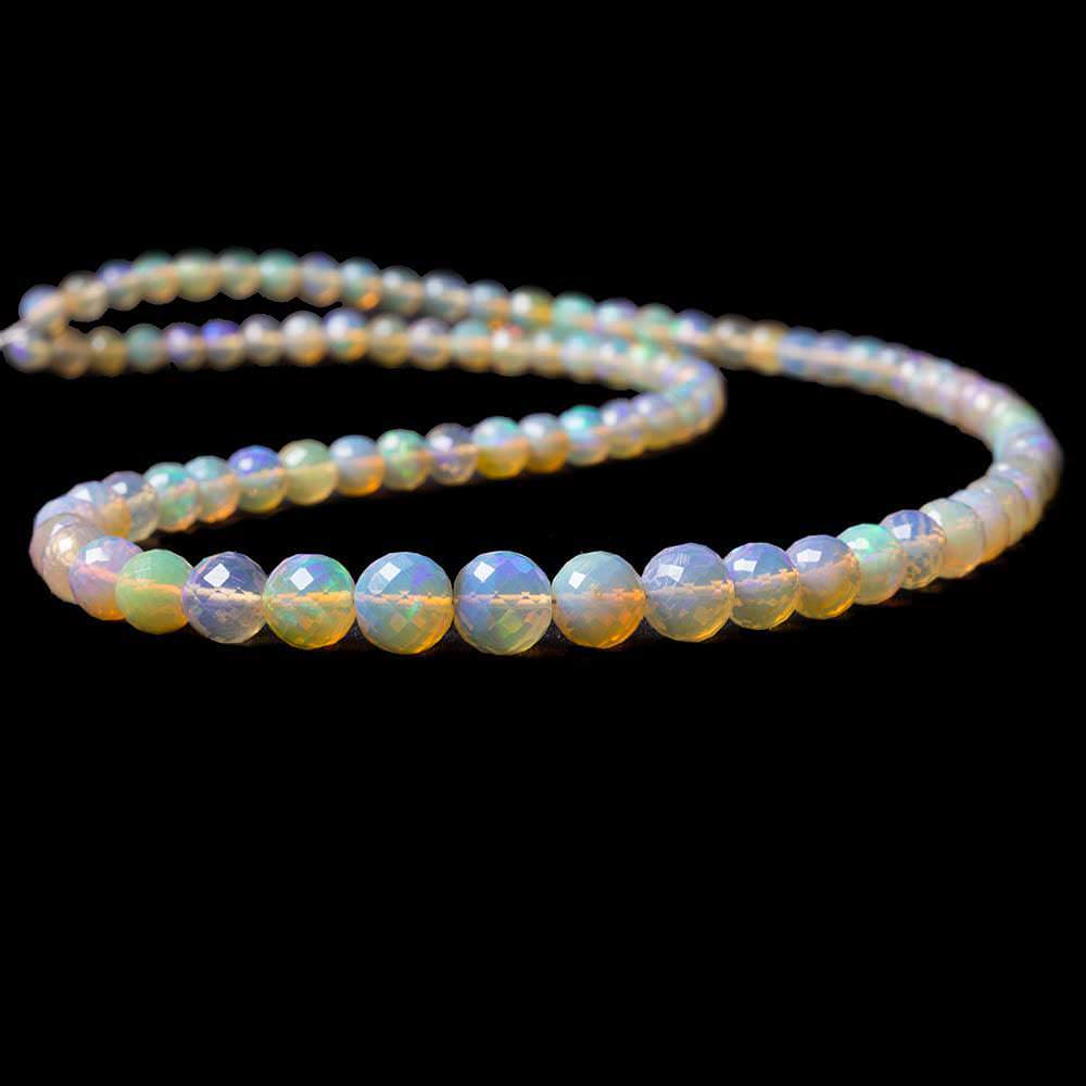 4-7.5mm Ethiopian Opal faceted round beads 16 inch 91 pieces - Beadsofcambay.com