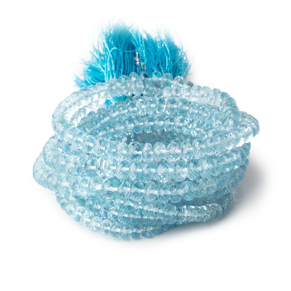 4-7mm Aquamarine Faceted Rondelle Beads 16 inch 142 pieces AA - Beadsofcambay.com