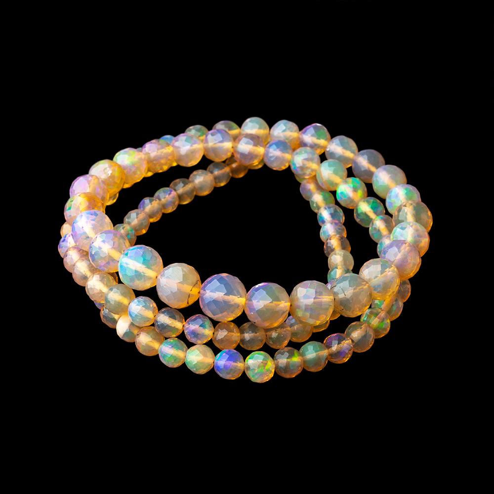 4-7mm Ethiopian Opal Faceted Round Beads 17 inch 97 pieces AAA - Beadsofcambay.com