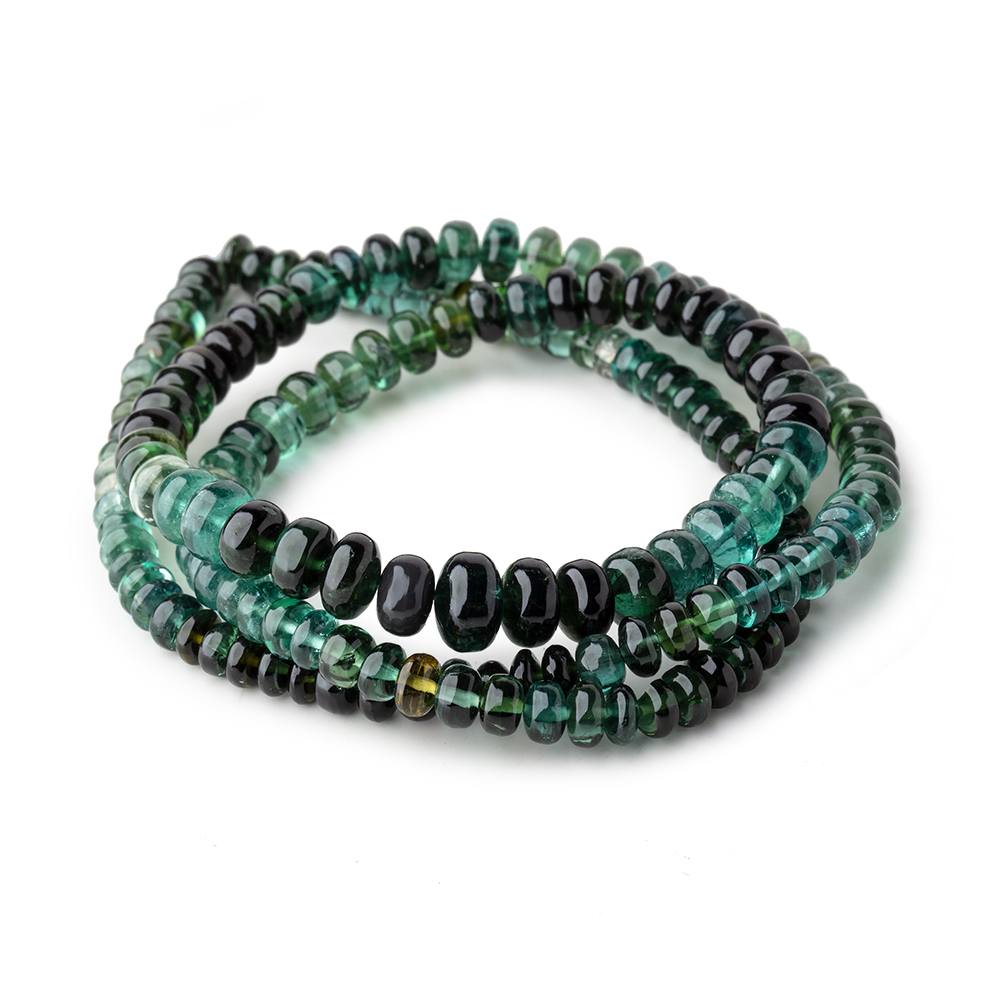 4-7mm Indicolite Blue & Chrome Green Tourmaline Plain Rondelles 18 inch 160 pieces AA - Beadsofcambay.com