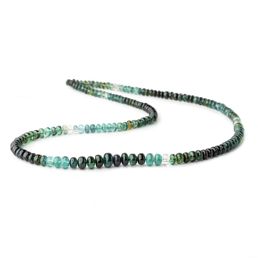 4-7mm Indicolite Blue & Chrome Green Tourmaline Plain Rondelles 18 inch 160 pieces AA - Beadsofcambay.com