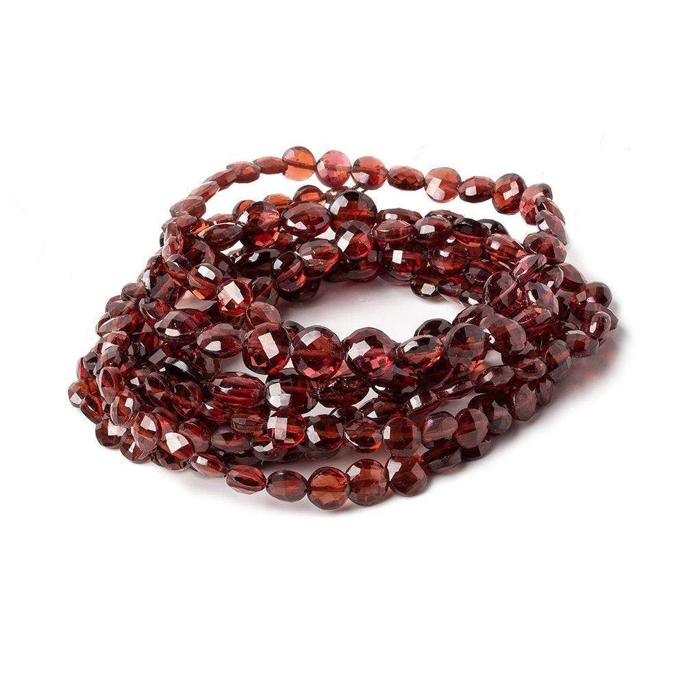 4-7mm Mozambique Garnet Faceted Coin Beads 15.5 inch 78 pieces - Beadsofcambay.com