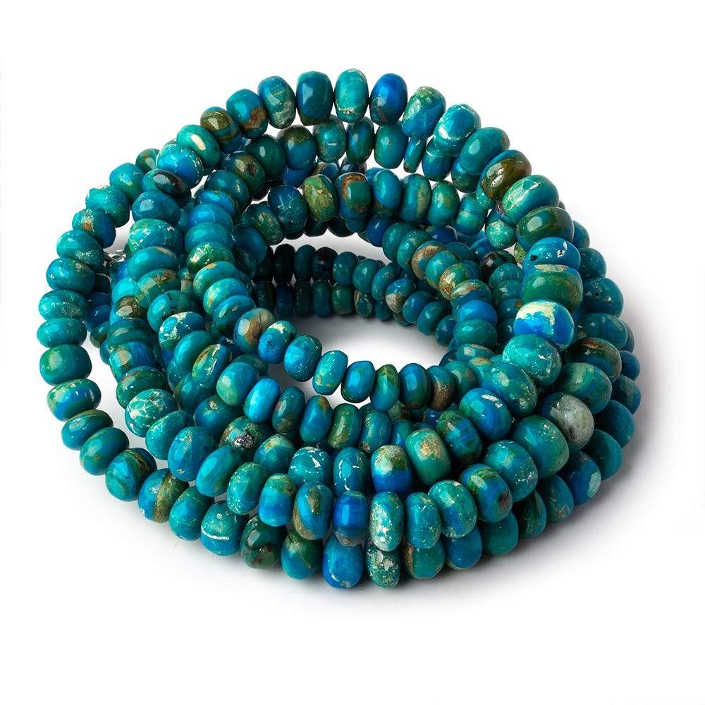 4-7mm Peruvian Blue Opalina plain rondelles 18 inch 128 beads A - Beadsofcambay.com