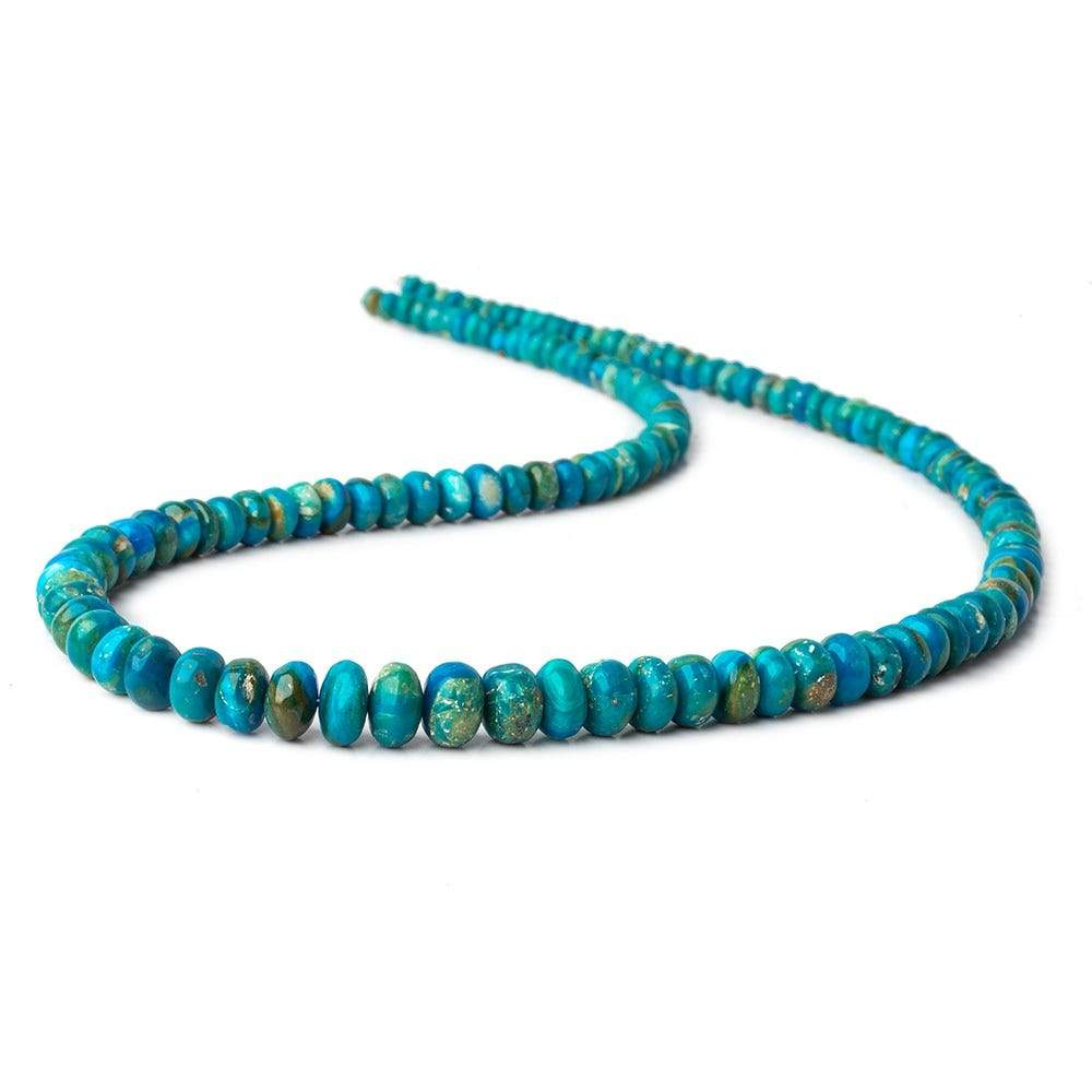 4-7mm Peruvian Blue Opalina plain rondelles 18 inch 128 beads A - Beadsofcambay.com