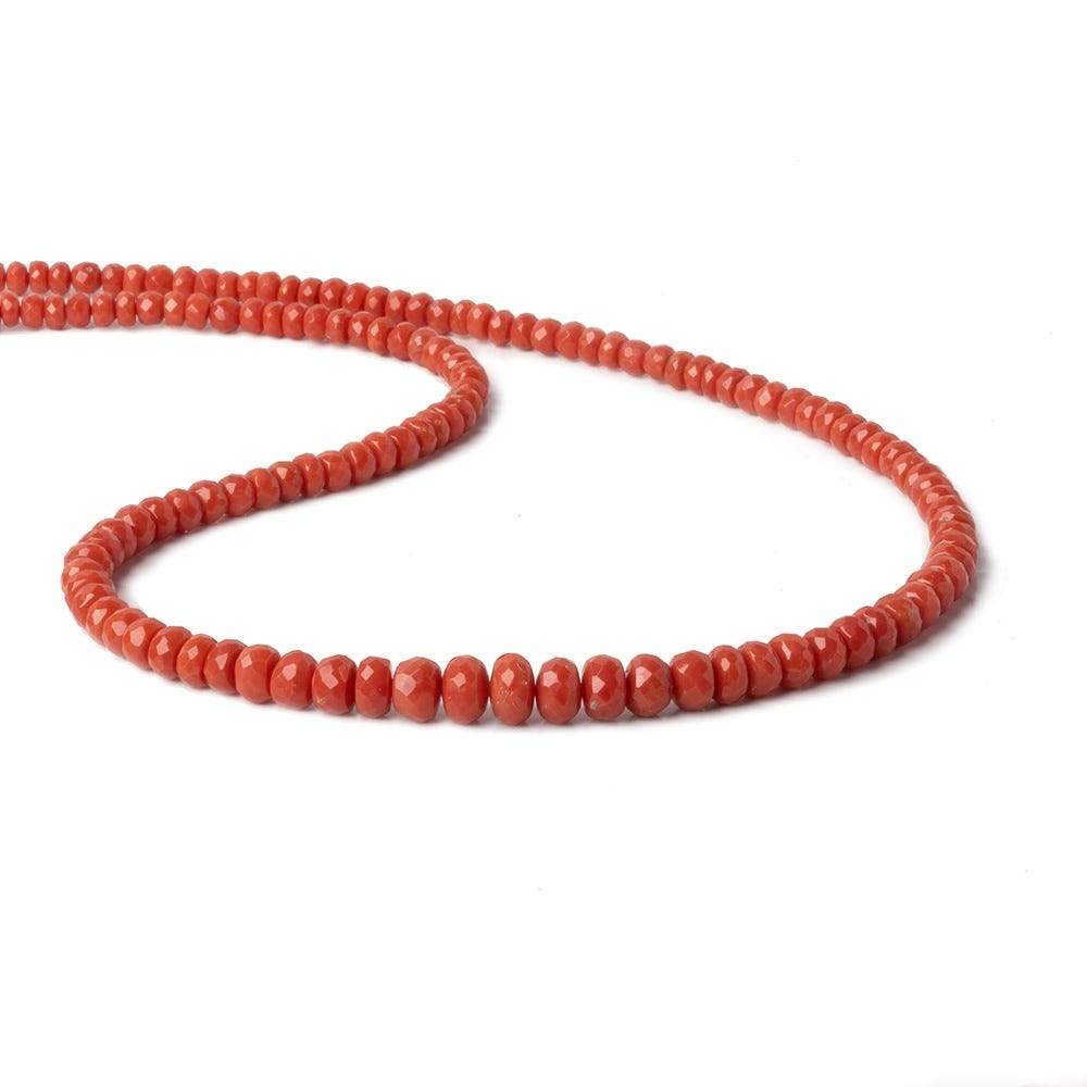 4-7mm Red Coral faceted rondelles 18 inch 135 pieces AA - Beadsofcambay.com