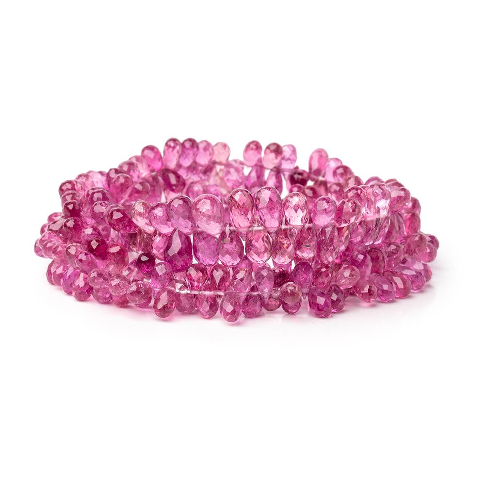 4-7mm Rubellite Tourmaline Faceted Tear Drop Beads 17.5 inch 288 pieces AAA - Beadsofcambay.com