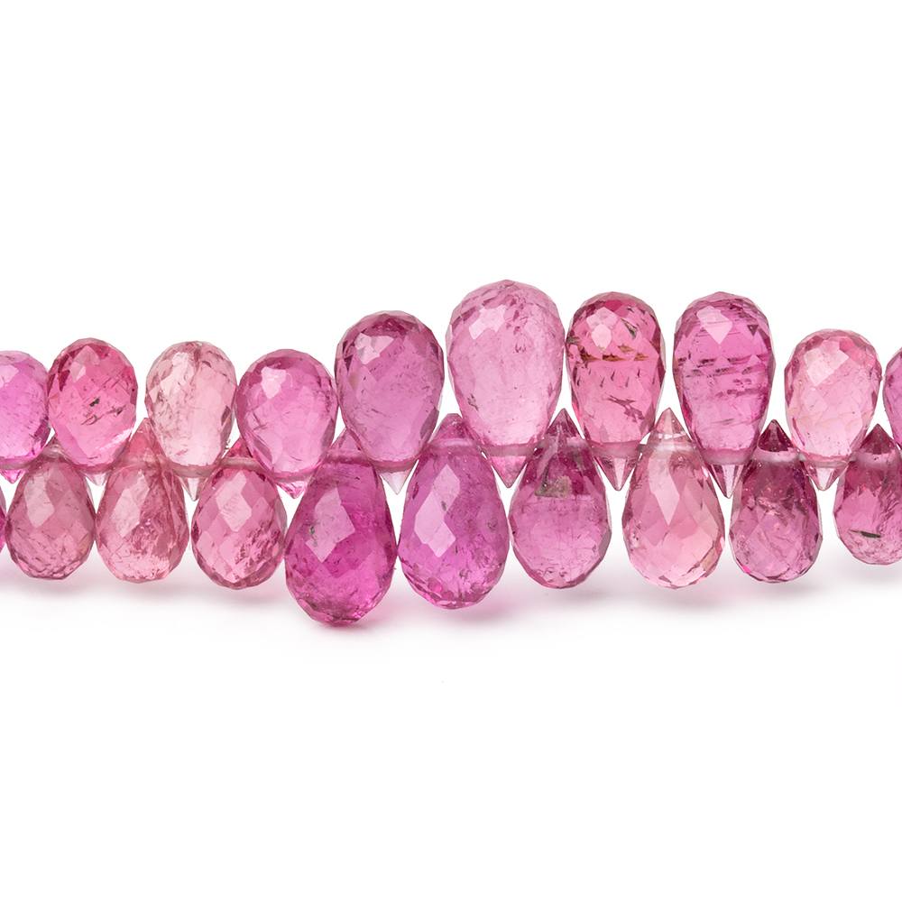 4-7mm Rubellite Tourmaline Faceted Tear Drop Beads 17.5 inch 288 pieces AAA - Beadsofcambay.com