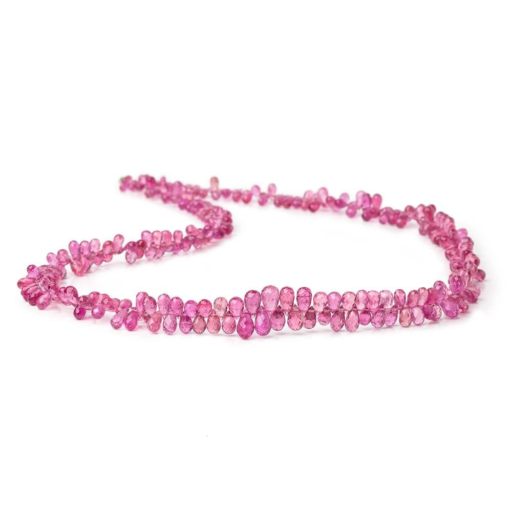 4-7mm Rubellite Tourmaline Faceted Tear Drop Beads 17.5 inch 288 pieces AAA - Beadsofcambay.com