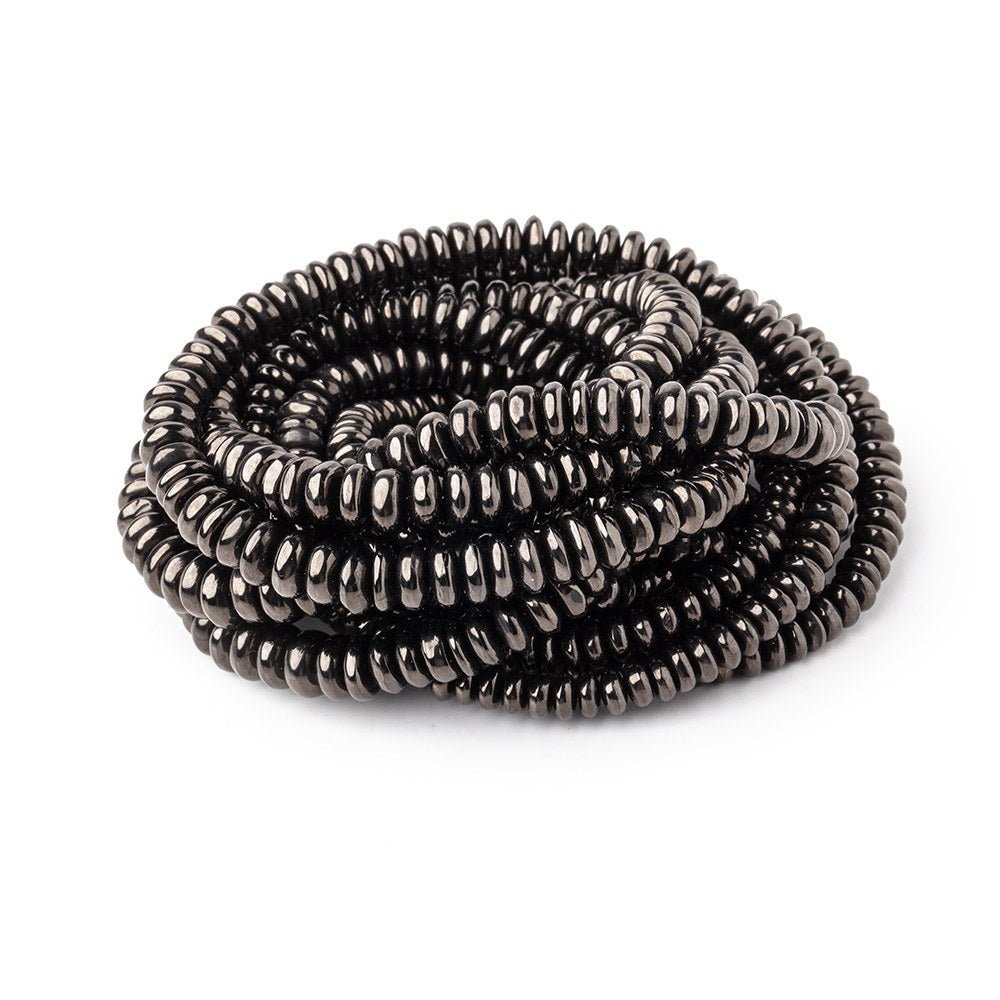 4-7mm Shungite Plain Rondelle Beads 18 inch 190 pieces - Beadsofcambay.com