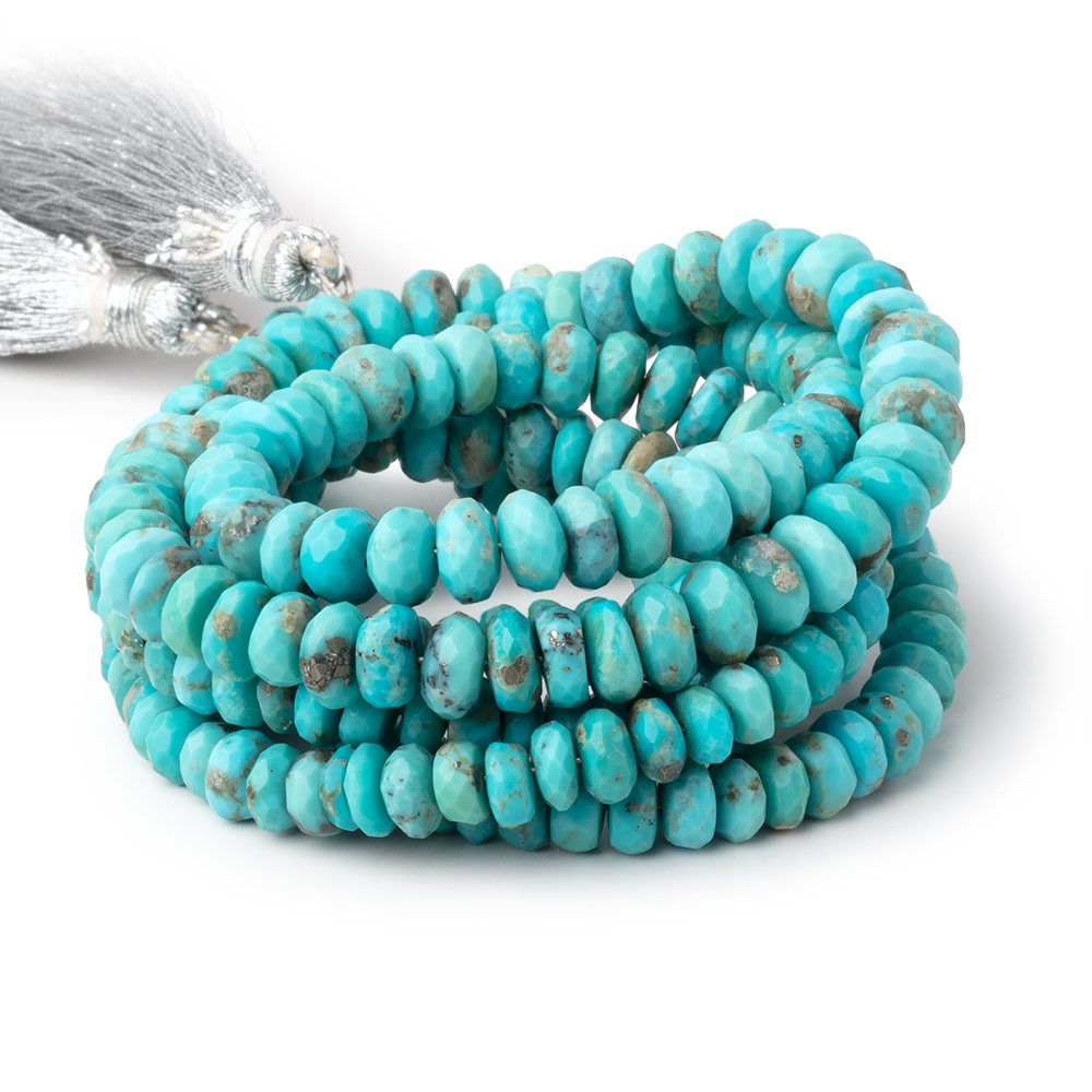 4-7mm Sleeping Beauty Turquoise Faceted Rondelle Beads 16 inch 240 pieces AA - Beadsofcambay.com