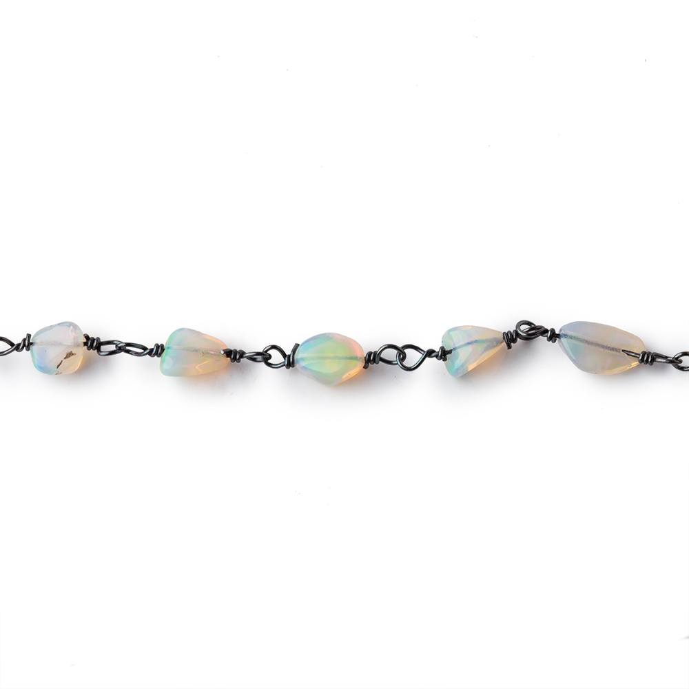 4-7mm Ethiopian Jelly Opal Plain Nuggets on Black Gold .925 Chain - Beadsofcambay.com