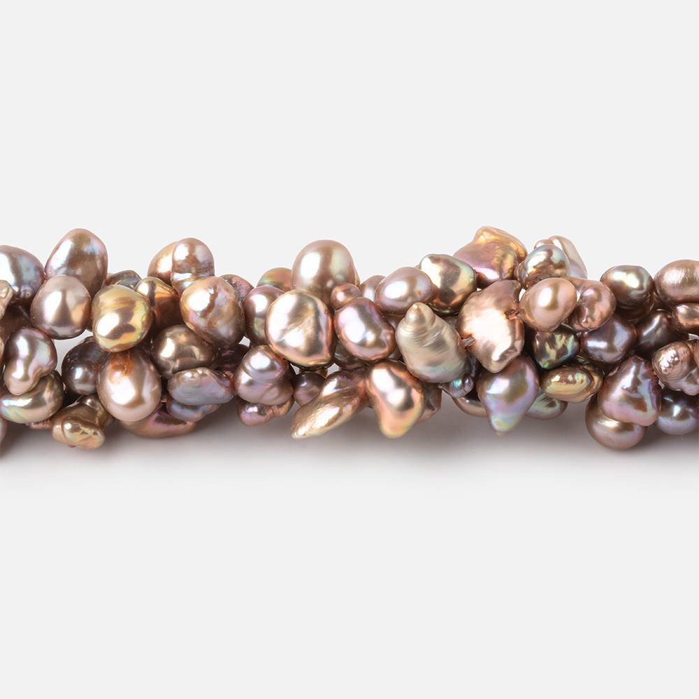 4-7mm Tri-Color Taupe Top Drilled Keshi Freshwater Pearl 14.75 inch 89 pieces - Beadsofcambay.com
