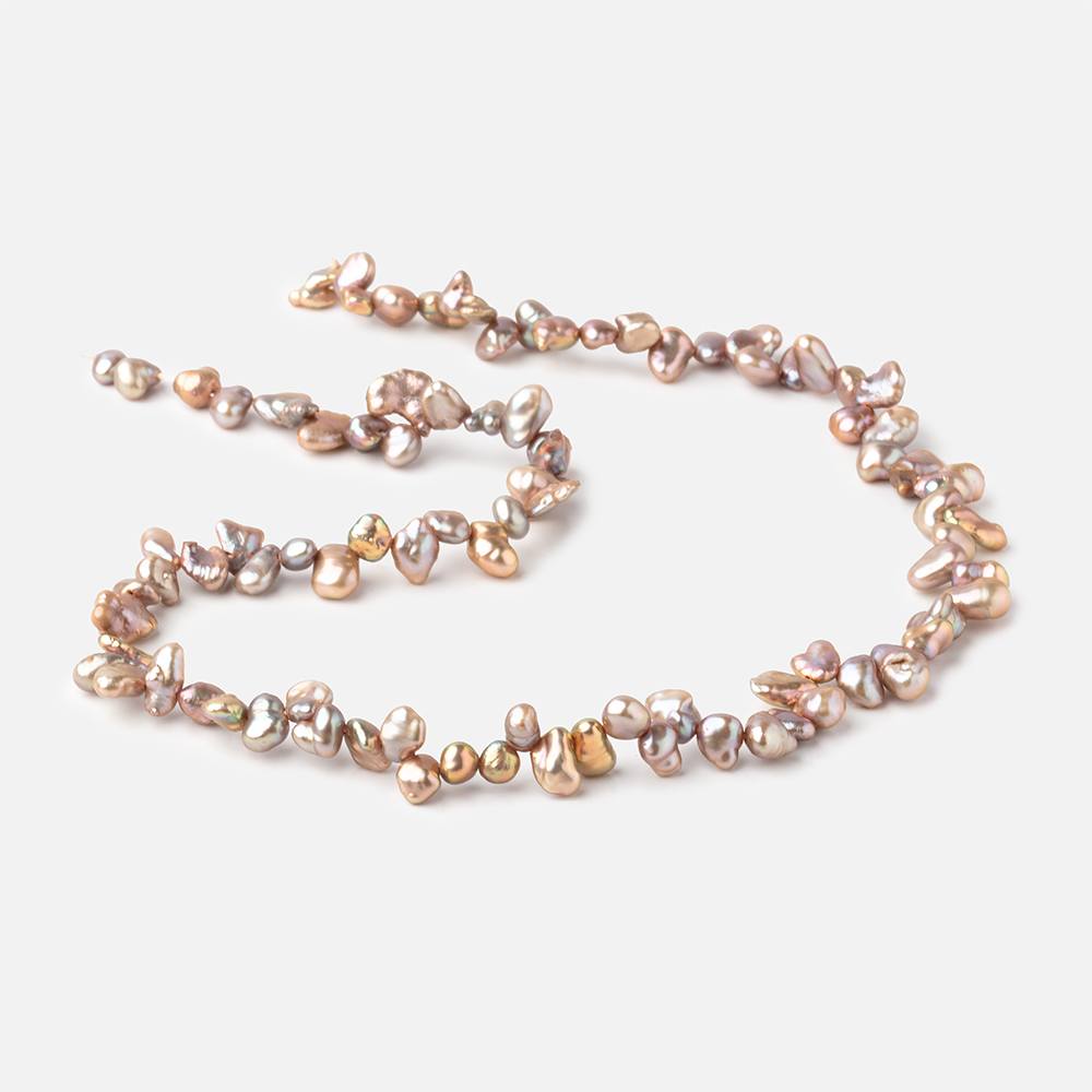 4-7mm Tri-Color Taupe Top Drilled Keshi Freshwater Pearl 14.75 inch 89 pieces - Beadsofcambay.com