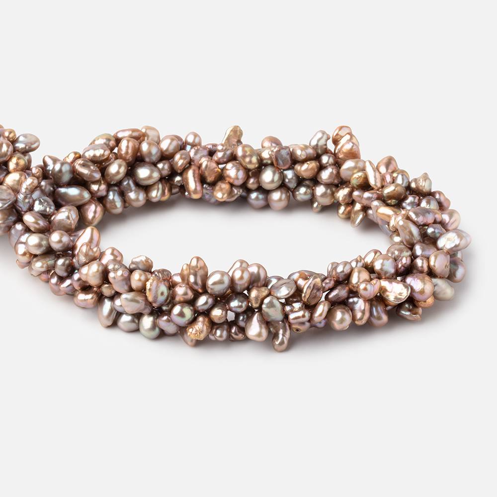 4-7mm Tri-Color Taupe Top Drilled Keshi Freshwater Pearl 14.75 inch 89 pieces - Beadsofcambay.com