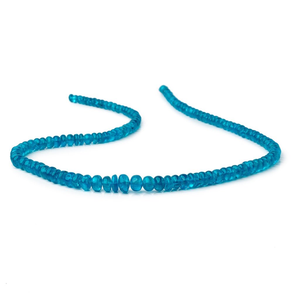 4-8.5mm Neon Blue Apatite Plain Rondelle Beads 18 inch 139 pieces AA - Beadsofcambay.com