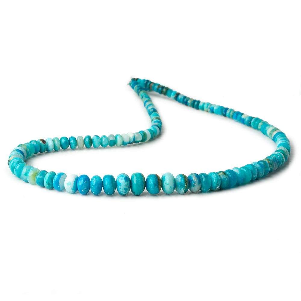 4-8.5mm Peruvian Blue Opalina plain rondelles 18 inch 135 beads A - Beadsofcambay.com