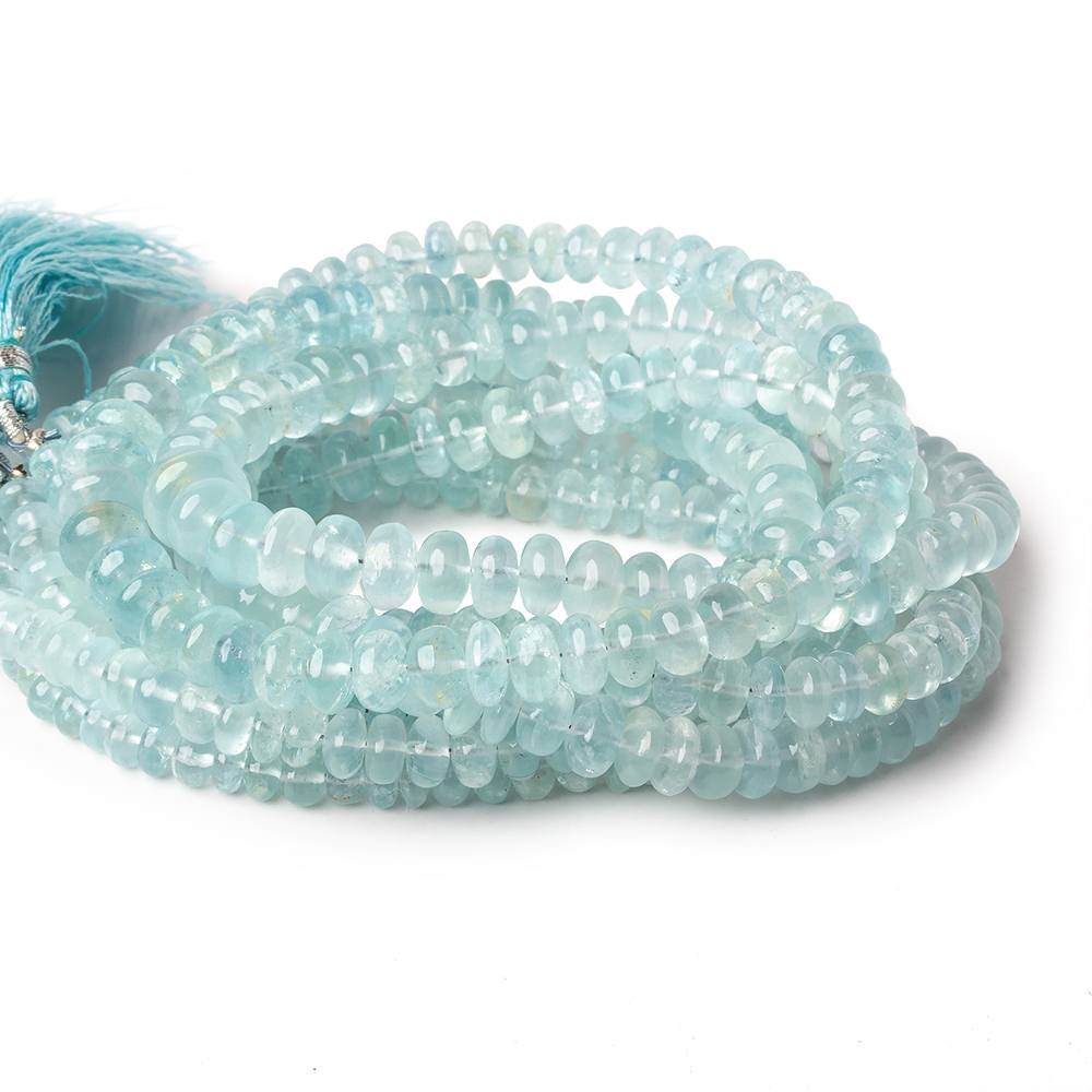 4-8mm Aquamarine Plain Rondelles 16 inch 105 beads A - Beadsofcambay.com