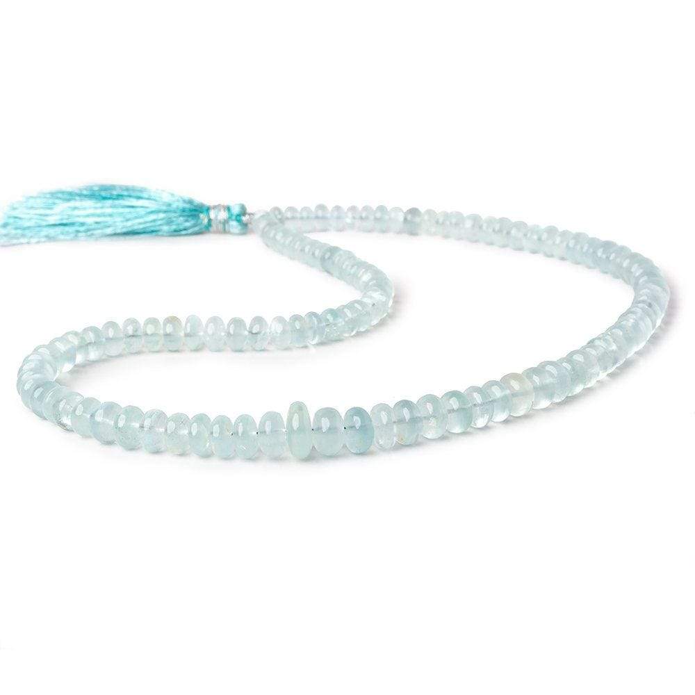 4-8mm Aquamarine Plain Rondelles 16 inch 105 beads A - Beadsofcambay.com