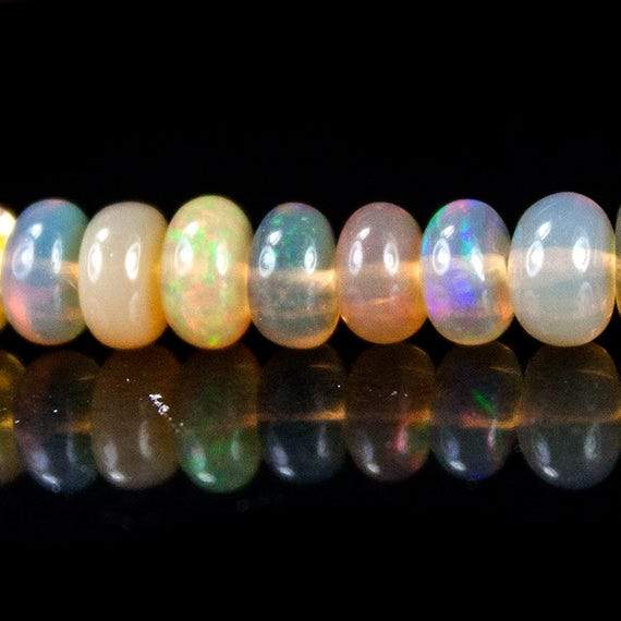4-8mm Cream White Ethiopian Opal Plain Rondelles 16 inch 119 beads AA - Beadsofcambay.com