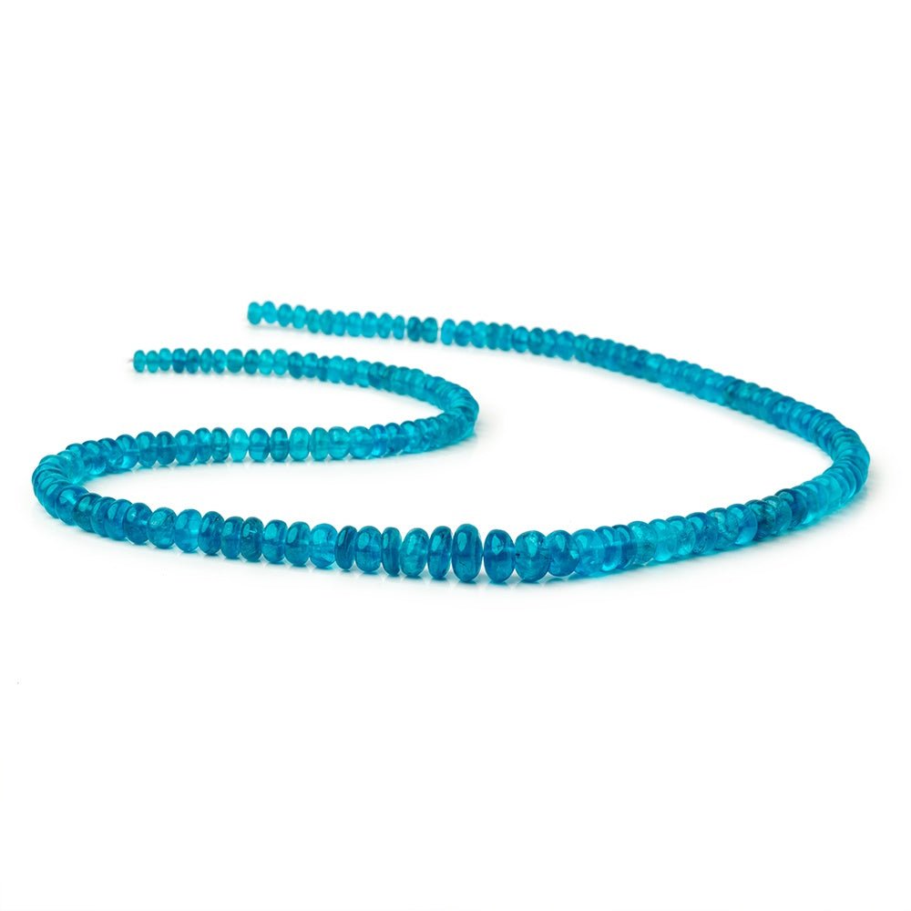 4-8mm Neon Blue Apatite Plain Rondelle Beads 18 inch 156 pieces A - Beadsofcambay.com