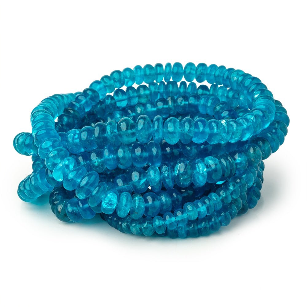 4-8mm Neon Blue Apatite Plain Rondelle Beads 18 inch 156 pieces A - Beadsofcambay.com