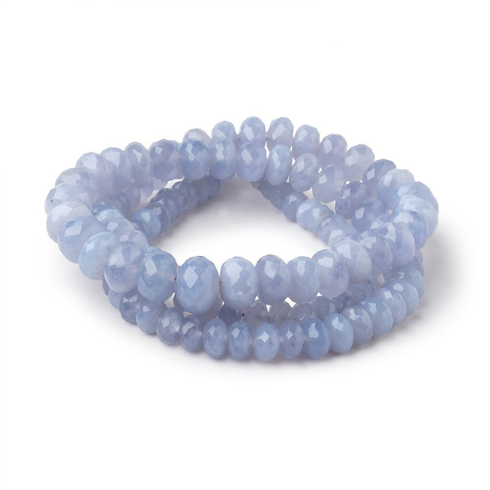4-9mm Namibian Blue Chalcedony faceted rondelles 18 inch 115 beads AA - Beadsofcambay.com