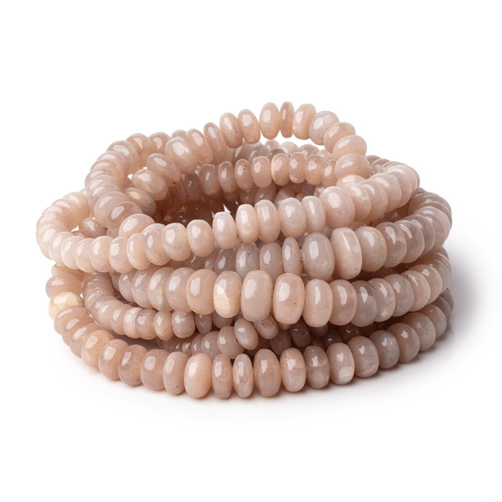 4-9mm Peach Moonstone Plain Rondelle Beads 18 inch 124 pieces - Beadsofcambay.com