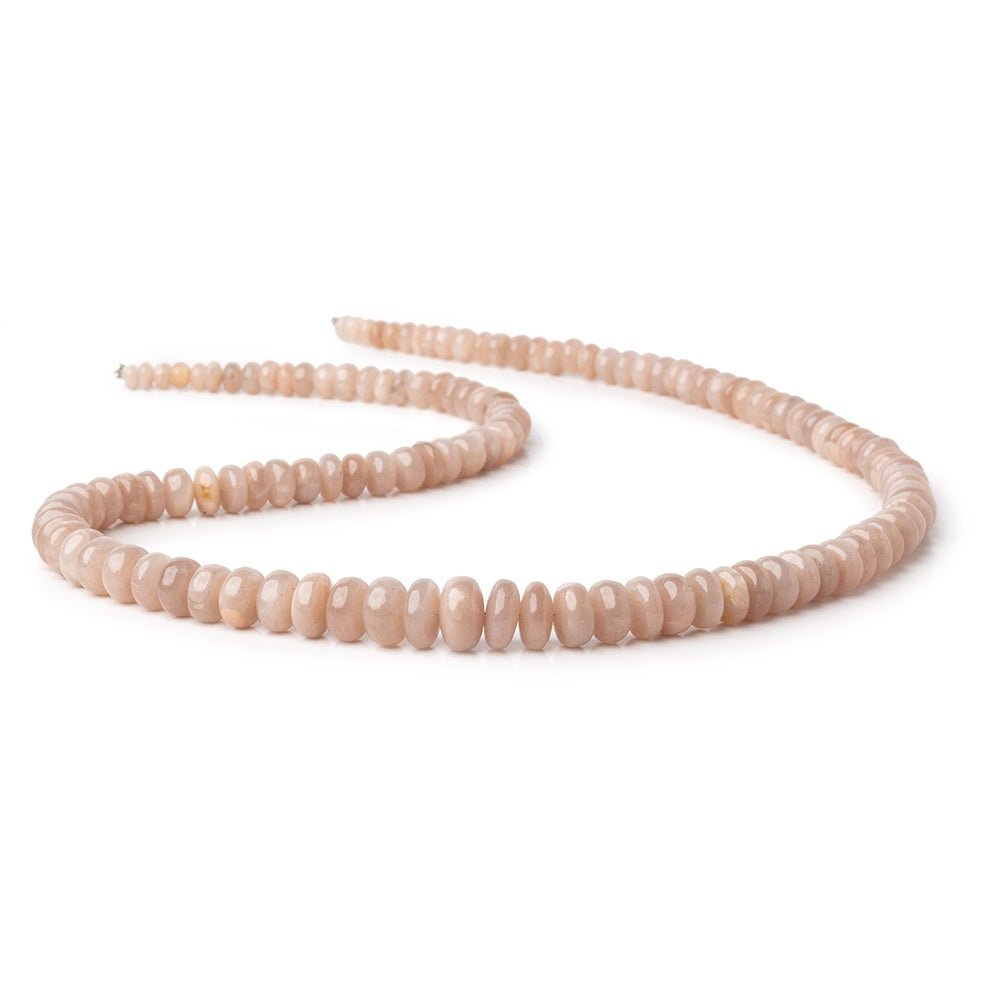 4-9mm Peach Moonstone Plain Rondelle Beads 18 inch 124 pieces - Beadsofcambay.com