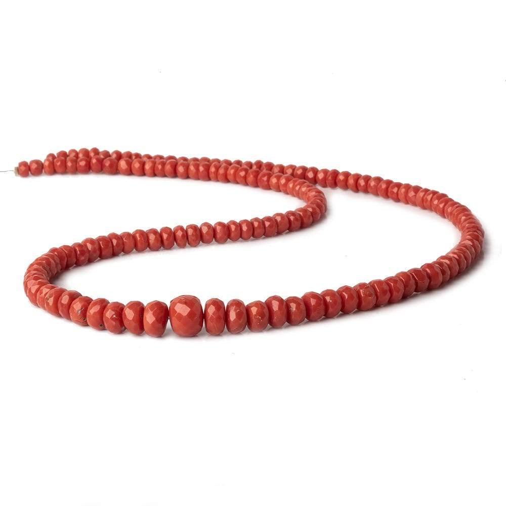 4-9mm Red Coral faceted rondelles 18 inch 133 pieces AA - Beadsofcambay.com