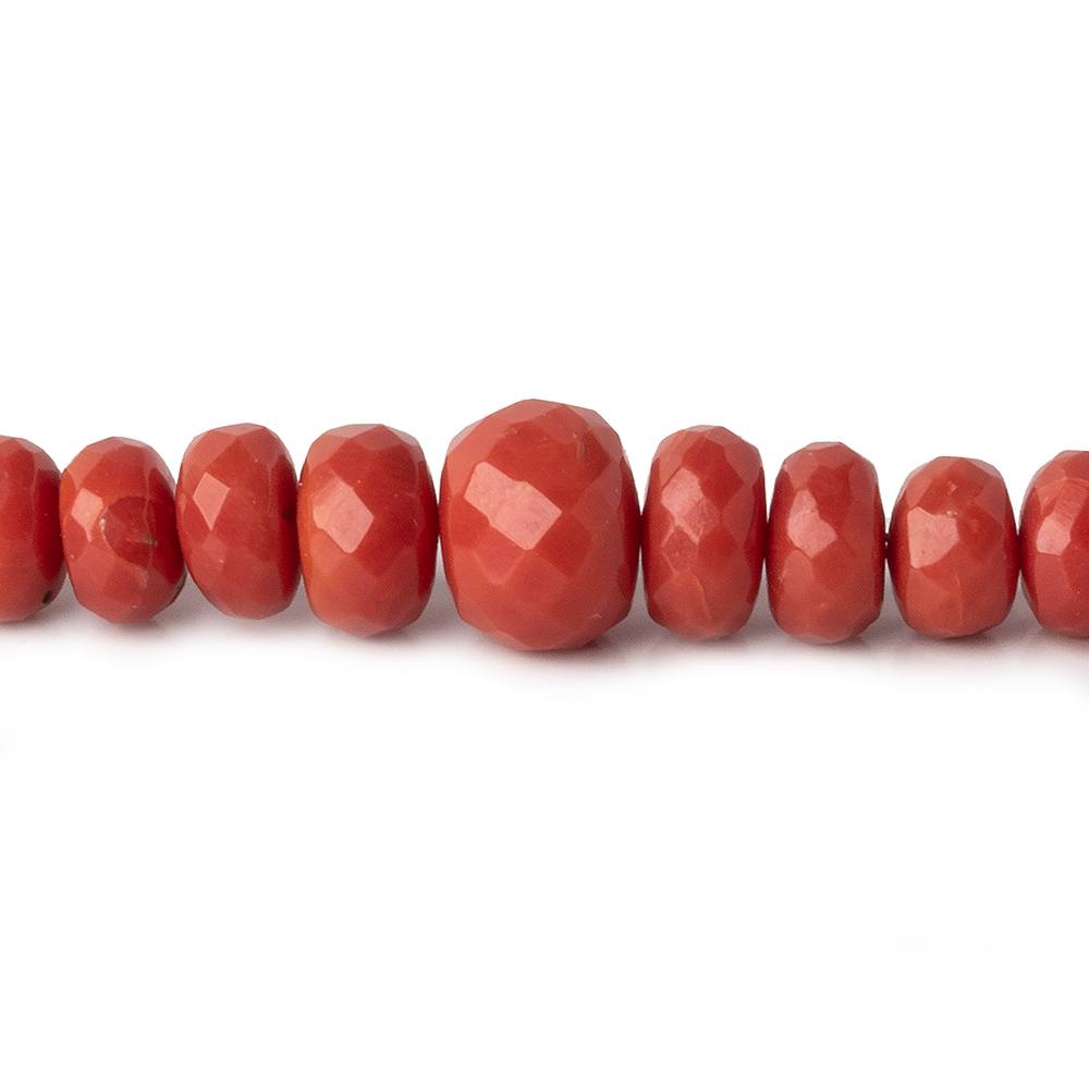 4-9mm Red Coral faceted rondelles 18 inch 133 pieces AA - Beadsofcambay.com