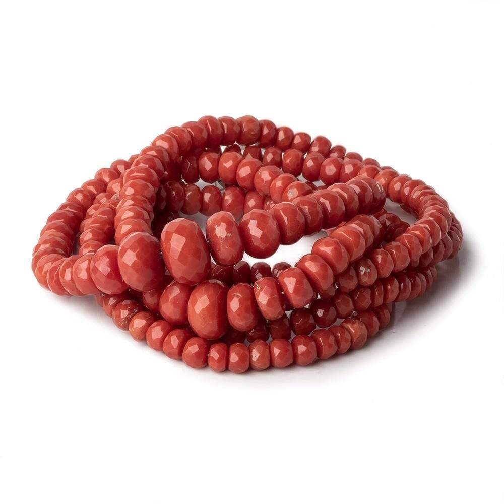 4-9mm Red Coral faceted rondelles 18 inch 133 pieces AA - Beadsofcambay.com