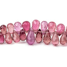 4-9mm Rubellite Tourmaline Faceted Tear Drop Beads 18 inch 264 pieces AAA - Beadsofcambay.com